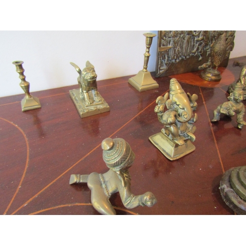 5 - Collection of Various Brassware and an Embossed Brass Plaque Quantity as Photographed