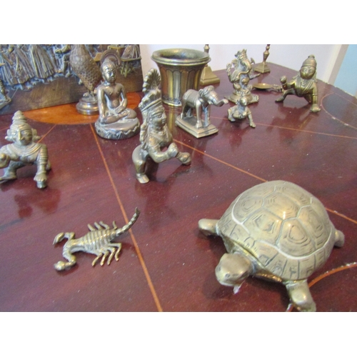 5 - Collection of Various Brassware and an Embossed Brass Plaque Quantity as Photographed