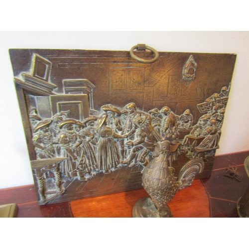 5 - Collection of Various Brassware and an Embossed Brass Plaque Quantity as Photographed