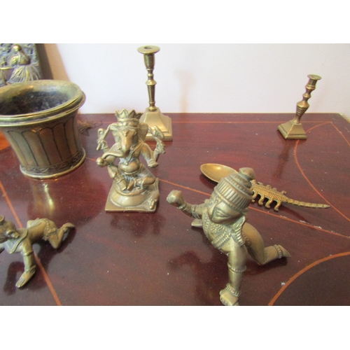 5 - Collection of Various Brassware and an Embossed Brass Plaque Quantity as Photographed