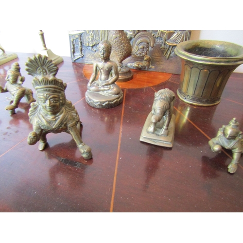 5 - Collection of Various Brassware and an Embossed Brass Plaque Quantity as Photographed