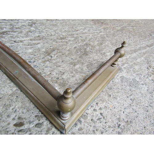 52 - Edwardian Cast Brass rail Form Fire Fender Approximately 4ft Wide