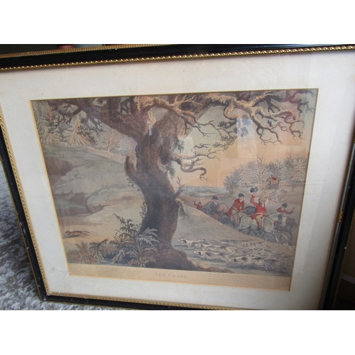 55 - Pair of Regency Hunting Scenes Hand Coloured Steel Pressed Engravings within Original Frames Each Ap... 