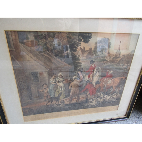 55 - Pair of Regency Hunting Scenes Hand Coloured Steel Pressed Engravings within Original Frames Each Ap... 
