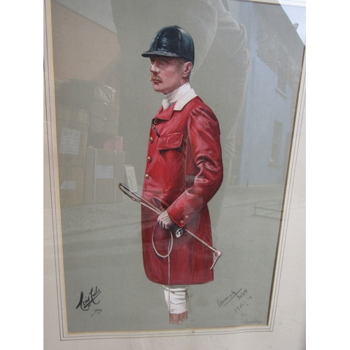 56 - Edwardian Fine Art Print Master of the Hunt with Whip Signed Lower Left Approximately 24 Inches High... 