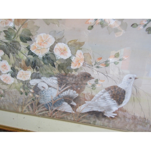 57 - Oriental School Birds with Blossoms Contained within Gilded Frame Signed Lower Right Approximately 2... 
