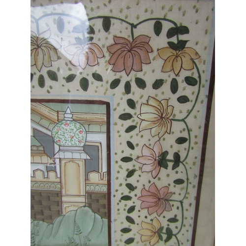 58 - Persian School Court Scene Ruler Seated Under Canopy Gilt Framed and Glazed Approximately 32 Inches ... 