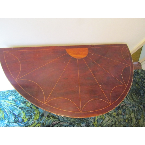 6 - Antique Mahogany Satinwood Inlaid Demi-Lune Side Table Approximately 32 Inches Wide x 30 Inches High
