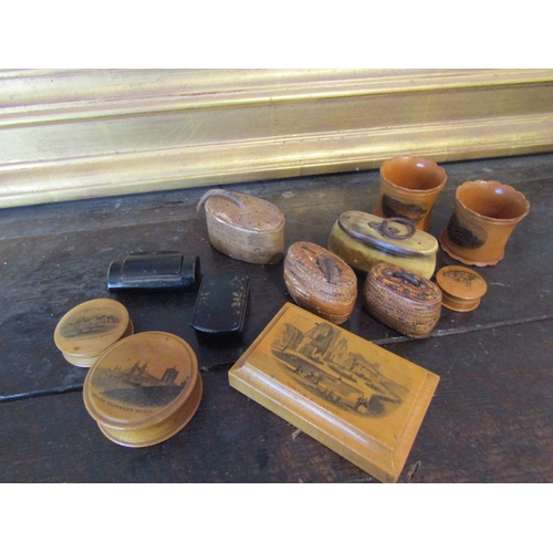 Collection of Various Treen and Horn Items Including Snuff Boxes, etc. Quantity as Photographed