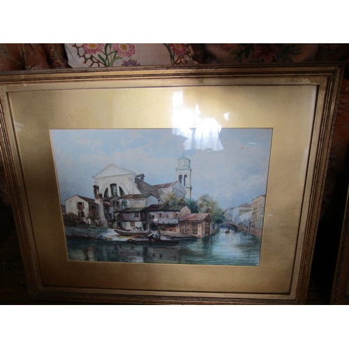 9 - Two Antique Watercolours with Venice and Another Largest Approximately 17 Inches Wide x 12 Inches Hi... 