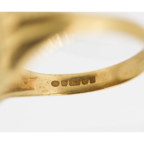 10 - 9 Carat Yellow Gold Panel Form Signet Ring with Diamond Inset Inscribed Letter M Ring Size Y