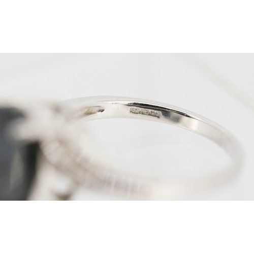 14 - Sapphire Set Wrap Around Form Ring with Diamond Insets to Shoulders Mounted in 9 Carat White Gold Sa... 