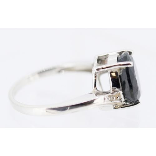 14 - Sapphire Set Wrap Around Form Ring with Diamond Insets to Shoulders Mounted in 9 Carat White Gold Sa... 