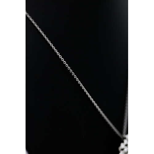 19 - Diamond Bezel Set Fourteen Stone Pendant Mounted in 18 Carat White Gold 1.5cm High Set on 18 Carat W... 