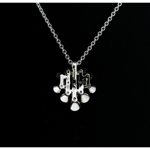 19 - Diamond Bezel Set Fourteen Stone Pendant Mounted in 18 Carat White Gold 1.5cm High Set on 18 Carat W... 