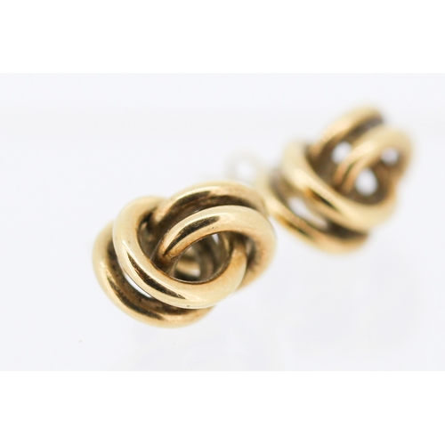20 - Pair of 9 Carat Yellow Gold Knot Motif Earrings 1.5cm High