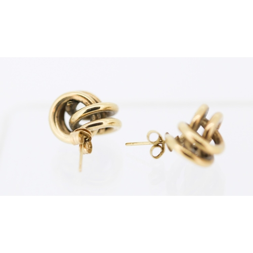 20 - Pair of 9 Carat Yellow Gold Knot Motif Earrings 1.5cm High
