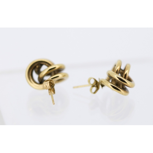 20 - Pair of 9 Carat Yellow Gold Knot Motif Earrings 1.5cm High