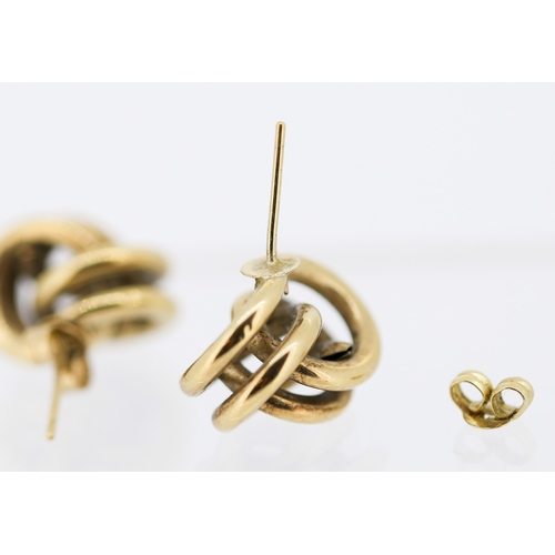 20 - Pair of 9 Carat Yellow Gold Knot Motif Earrings 1.5cm High