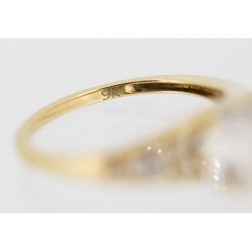 23 - Gemset Cluster Ring Mounted in 9 Carat Yellow Gold Ring Size M and a Half