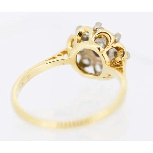 24 - Attractively Detailed Diamond Set Cluster Ring Mounted in 18 Carat Yellow Gold Ring Size K and a Hal... 