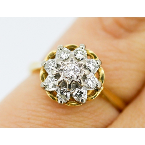 24 - Attractively Detailed Diamond Set Cluster Ring Mounted in 18 Carat Yellow Gold Ring Size K and a Hal... 