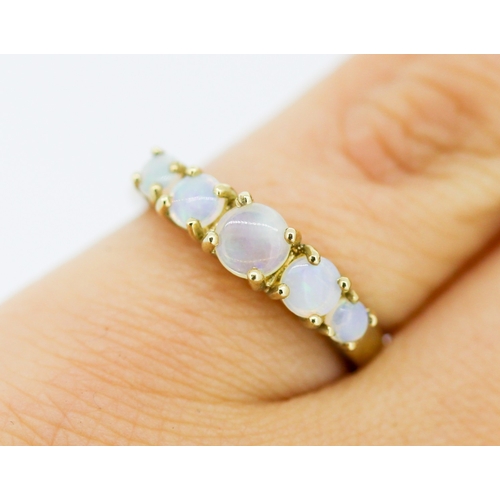 25 - Opal Five Stone Graduated Form Ring Mounted in 9 Carat Yellow Gold Ring Size L and a Half