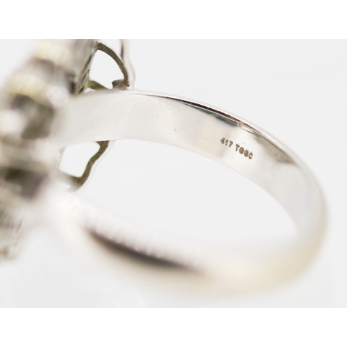 26 - Finely Detailed Diamond Set Cluster Ring Mounted in 10 Carat White Gold Ring Size P Total Diamond Ca... 