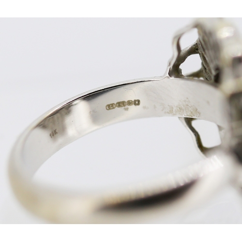 26 - Finely Detailed Diamond Set Cluster Ring Mounted in 10 Carat White Gold Ring Size P Total Diamond Ca... 