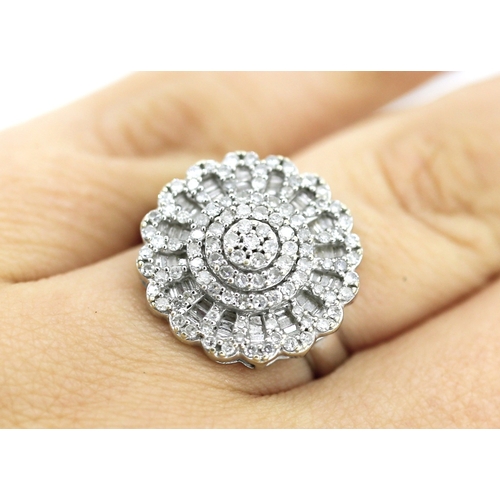 26 - Finely Detailed Diamond Set Cluster Ring Mounted in 10 Carat White Gold Ring Size P Total Diamond Ca... 