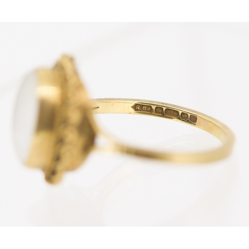 3 - Bezel Set Opal Duplet Single Stone Ring Mounted in 9 Carat Yellow Gold Ring Size M and a Half