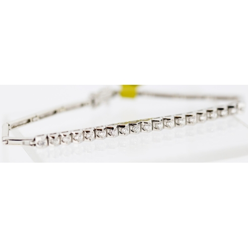 30 - Diamond Nineteen Stone Set Fancy Link Bracelet Mounted in 18 Carat White Gold Total Diamond Carat We... 