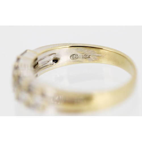 31 - Baguette Cut Diamond Three Row Cluster Set Ring Mounted in 18 Carat Gold Ring Size M and a Half