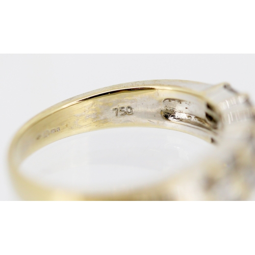 31 - Baguette Cut Diamond Three Row Cluster Set Ring Mounted in 18 Carat Gold Ring Size M and a Half