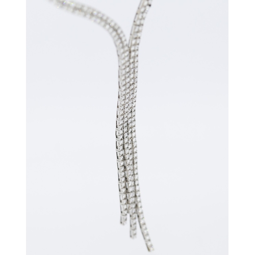 37 - Finely Detailed Diamond Cluster Set Drop Necklace Mounted in 18 Carat White Gold 42cm Long Total Dia... 
