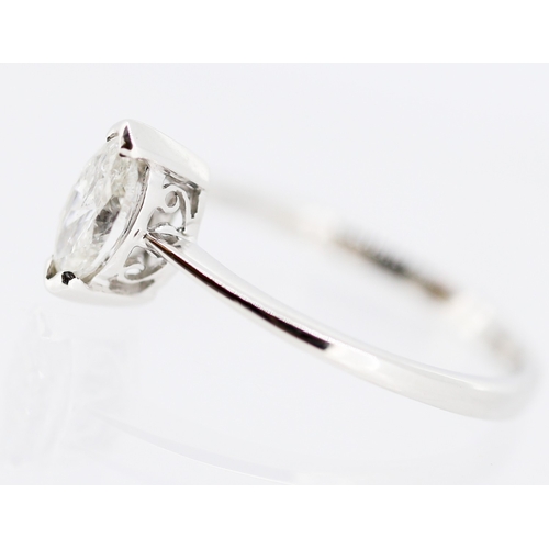 39 - Marquise Cut Diamond Solitaire Ring Mounted in 18 Carat White Gold Total Diamond Carat Weight Approx... 