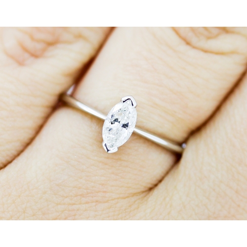 39 - Marquise Cut Diamond Solitaire Ring Mounted in 18 Carat White Gold Total Diamond Carat Weight Approx... 