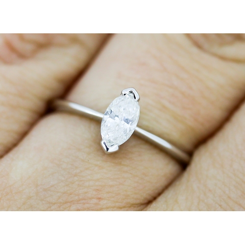 39 - Marquise Cut Diamond Solitaire Ring Mounted in 18 Carat White Gold Total Diamond Carat Weight Approx... 