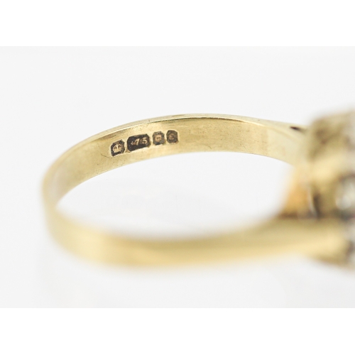 46 - Ruby Set Cluster Ring with Diamond Inset Mounted in 9 Carat Yellow Gold Ring Size N