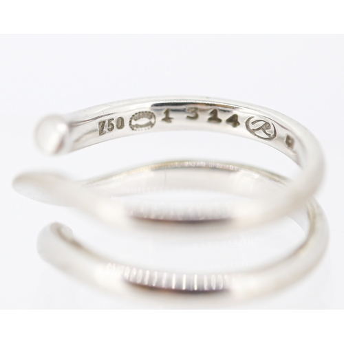 51 - Unusual Form 18 Carat White Gold Wraparound Ring Size P and a Half