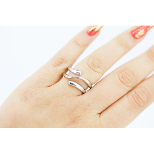 51 - Unusual Form 18 Carat White Gold Wraparound Ring Size P and a Half