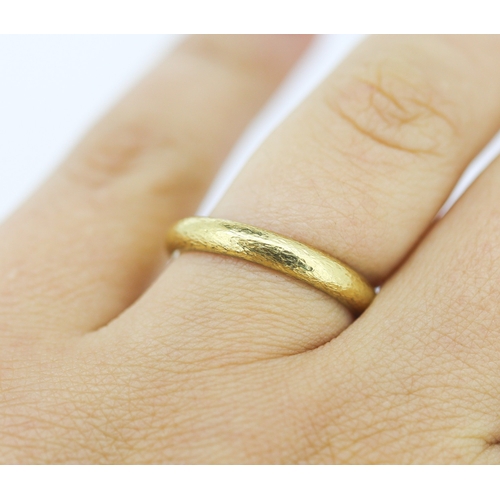 52 - 18 Carat Yellow Gold Textured Band Ring Size P