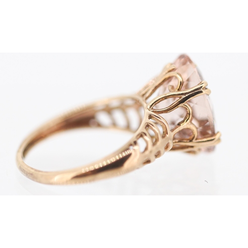 53 - Finely Detailed Morganite Basket Set Single Stone Ring Mounted in 9 Carat Rose Gold Morganite Approx... 