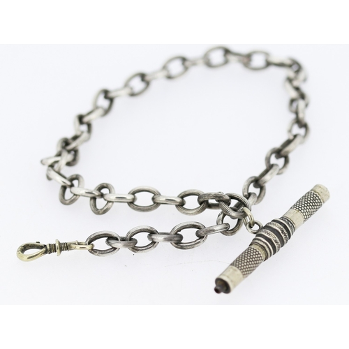 Silver Pocket Watch Chain with Retractable Pencil Case 32cm Long