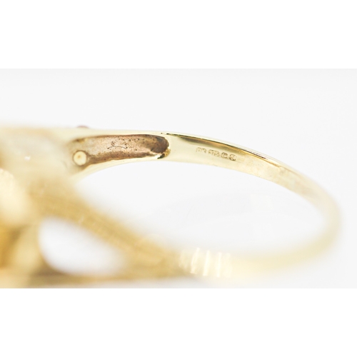 57 - Citrine Set Ring with Further Citrine and Diamond Inset to Shoulders Mounted in 9 Carat Yellow Gold ... 