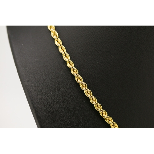 6 - 9 Carat Yellow Gold Rope Chain Necklace 45cm Long