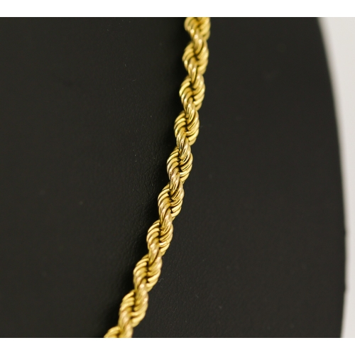 6 - 9 Carat Yellow Gold Rope Chain Necklace 45cm Long