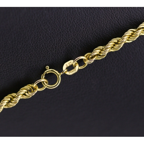 6 - 9 Carat Yellow Gold Rope Chain Necklace 45cm Long