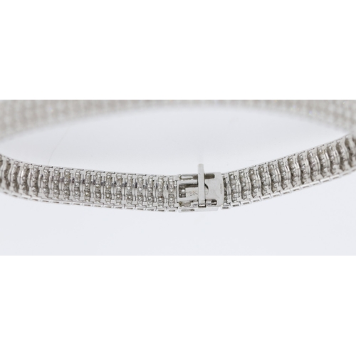 60 - Finely Detailed Diamond Four Row Cluster Set Bracelet Mounted in 18 Carat White Gold Total Diamond C... 
