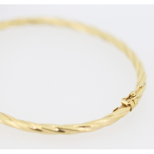 7 - 9 Carat Yellow Gold Twist Motif Bangle Bracelet Inner Width 6.5cm